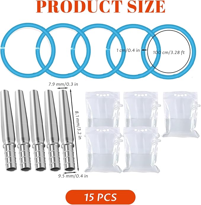 15Pcs/Set Maple Syrup Tapping Kit Complete Leakproof Tree Tapping Kit Maple Syrup Taps with Bags Tubing &amp Brush for Family &amp Kids for Home
