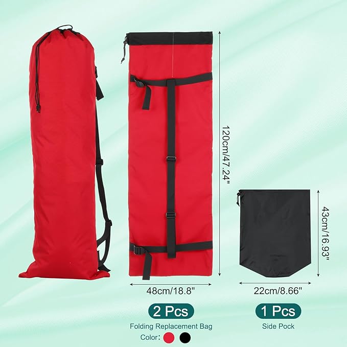 PATIKIL Foldable Camp Chair Replacement Bag 2 Pcs Camping Chairs Folding Chair Carry Bag with Adjustable Shoulder Strap for Outdoor Camping Fishing Storage Red Black