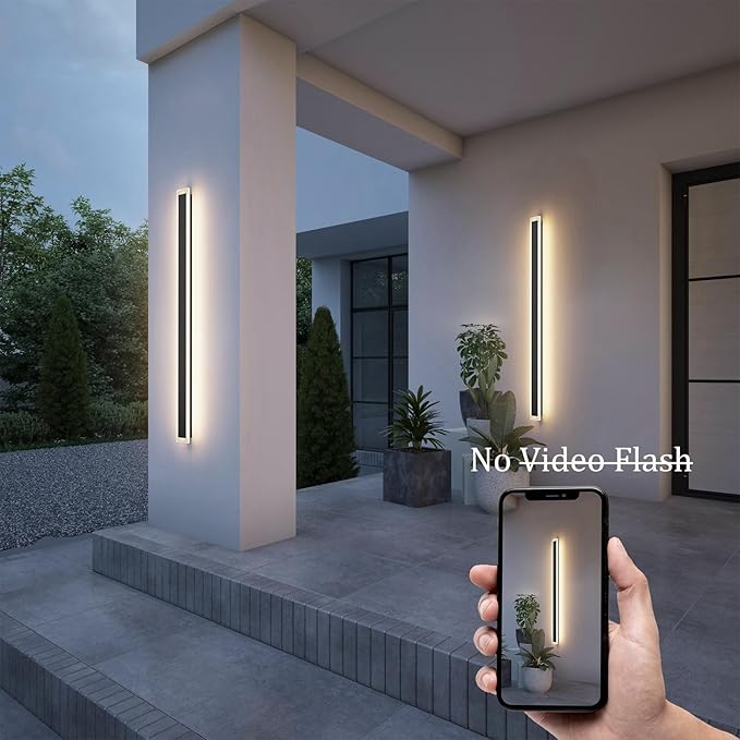 47.2In 4000K Long Outdoor Wall Light IP65 WaterproofModern Black Exterior Wall Mount Lighting for Porch Courtyard1Pack