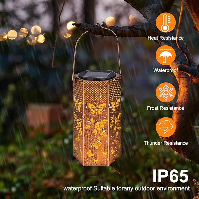 Butterfly Solar Lights Outdoor -Mothers Day Gifts for Mom Grandma Birthday Gifts for Women Butterflies Solar Lanterns Outdoor Waterproof Garden Decoration for Outside