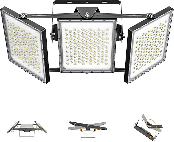 SOLLA 2025 Elite New Upgraded LED Flood Light Outdoor 600W 90000lm Stadium Flood Lights 5000K IP66 Waterproof Adjustable Floodlight for Street Parking Lot