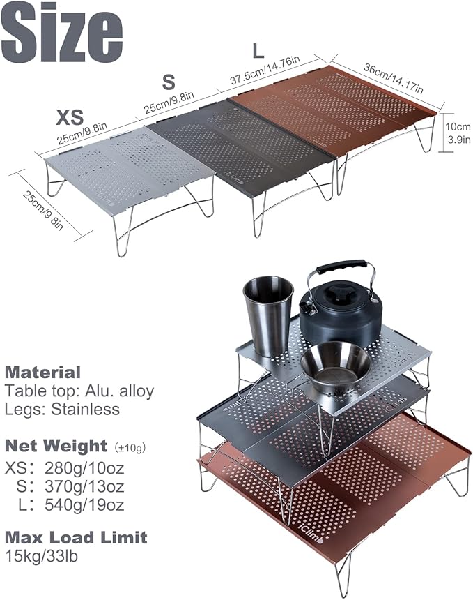 iClimb 1 Air Sleeping Pad and 1 Solo Mini Folding Table Ultralight Compact for Adults Outdoor Camping Backpacking Hiking