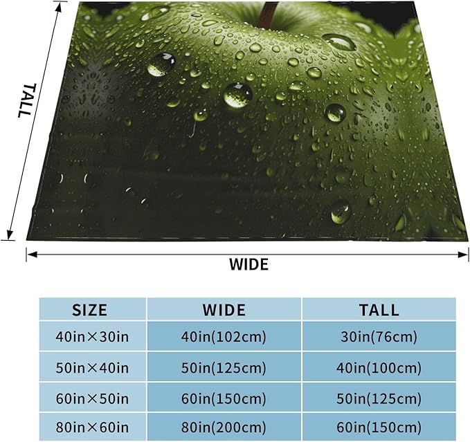 Green Fruit 50x40 Printed Soft Fleece Blanket for Sofa Bed and Camping - Cozy Blanket for Travel Picnics Nighttime Use
