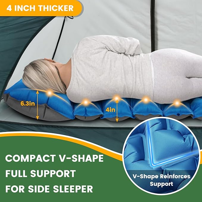 Inflatable Camping Mat Ultra-Lightweight Sleeping Pad with Built-in Pillow &amp Foot Pump Camp Pads for Backpackers Hikers &amp Outdoor Enthusiasts Easy to Carry Gifts