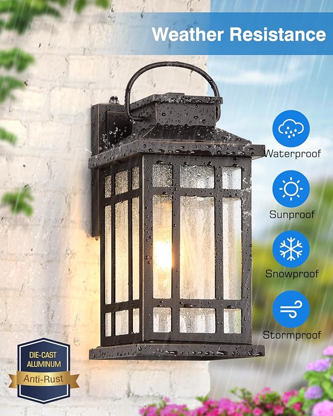 ORB Dusk to Dawn Outdoor Lighting Oil Rubbed Bronze Exterior Light Fixtures 100% Aluminum Anti-Rust Waterproof Modern Outside Lights for House Porch Garage Front Door Easy-to-Install