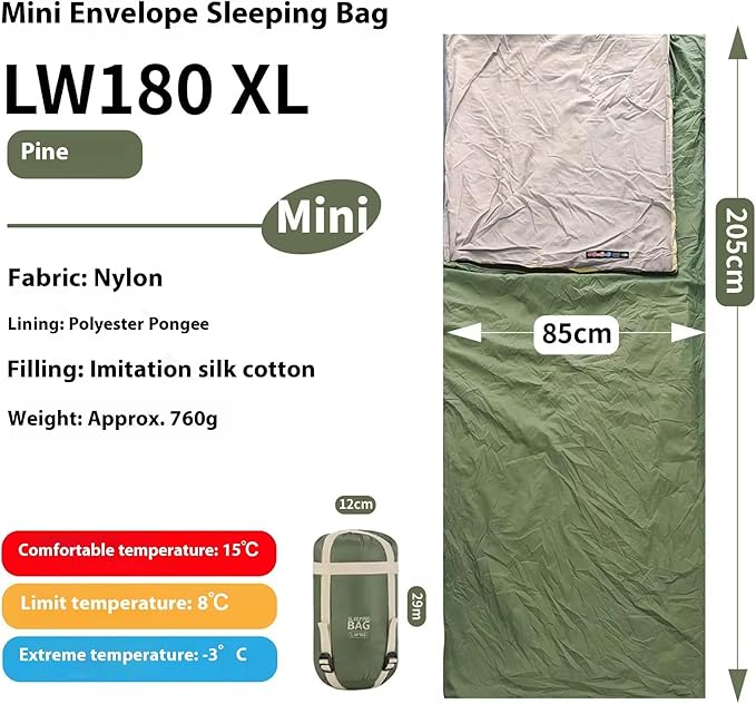 Compact Lightweight Sleeping Bag for Adults Warm Portable Camping Hiking Backpacking Outdoor Travel with Compression Sack Army Green Nylon Shell