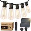 Bosceos Solar Outdoor String Lights Waterproof 60FT Solar Powered String Lights for Outside with Shatterproof Bulbs Dimmable ST38 LED Lights String Patio Hanging Lights for Backyard Garden Party