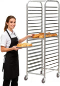 SANDINRAYLI Bakery Rack20-Tier Baker's Rack with Wheels Stainless Steel Bun Rack for Half &amp Full Sheet Large Speed Rack for Kitchen Commercial Bakery Cart Rolling Bakers Rack 26L X 20 W X