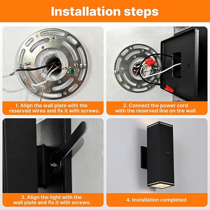 Outdoor Wall Lights 4 PacksModern Square Dusk to Dawn Outdoor Porch LightIntegrated LED Cylinder Up Down Lights Aluminum Waterproof Wall Lighting Exterior Light for Porch Patio Garage