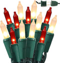BrizLabs 300 Counts Red &amp White Christmas Lights 69.6ft Mini Lights Connectable UL Certified Incandescent Christmas String Lights Plug-in Indoor Xmas Tree Lights for Outdoor Xmas Home Decor