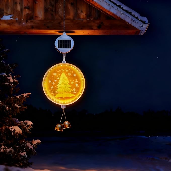 Solar Hanging Lights - Outdoor Indoor Christmas Decorations for Window Garden Patio PorchHoliday Home Decor (Glowing Tree)
