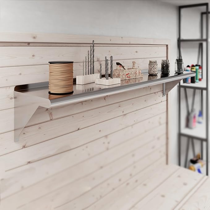 NSF Certified 18 Gauge Heavy Duty Stainless Steel Wall Shelf with Brackets for Kitchens Utility Rooms Storage Offices &amp Home (72x12)