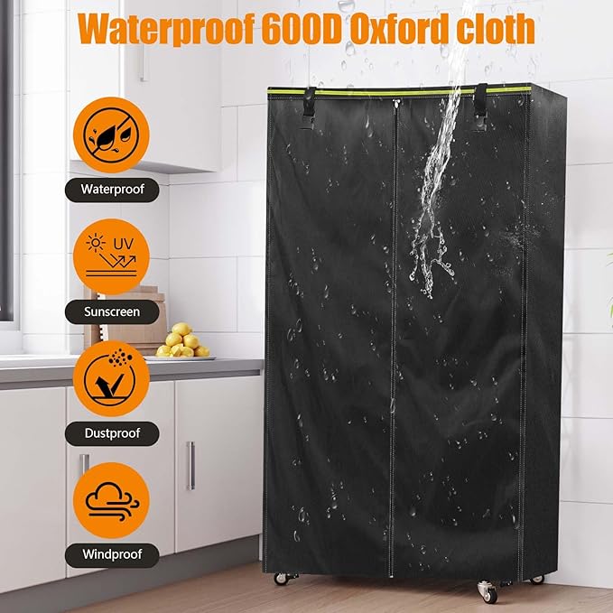 Storage Shelf Cover（48Wx 18D x 72H inches） 600D Heavy Duty Dustproof Storage Wire Shelf Covers for Pantry Waterproof Shelf Covers for Wire ShelvingStorage Rack Cover with Zipper(Black)