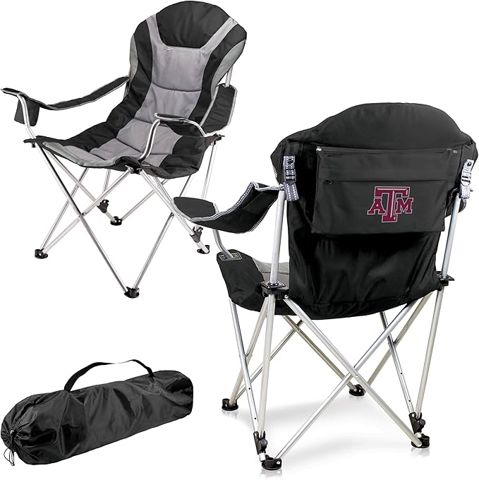 Picnic TIME NCAA Arkansas Razorbacks Reclining Camp Chair - Beach Chair for Adults - Sports Chair with Carry Bag