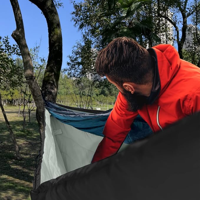 Gold Armour Hammock Underquilt for Single Hammocks and Double Hammocks Insulated Warm Underquilt - Essential Camping Equipment Gear Under Quilts for Hammock (Black&ampGrey)
