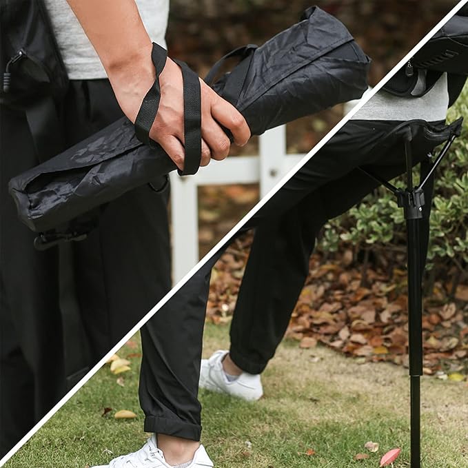 Portable Retractable Camping Stool Height-Adjustable One-Legged Chair with Carry Backpack for Fishing Hiking Hunting BBQ Bear up to 150kg