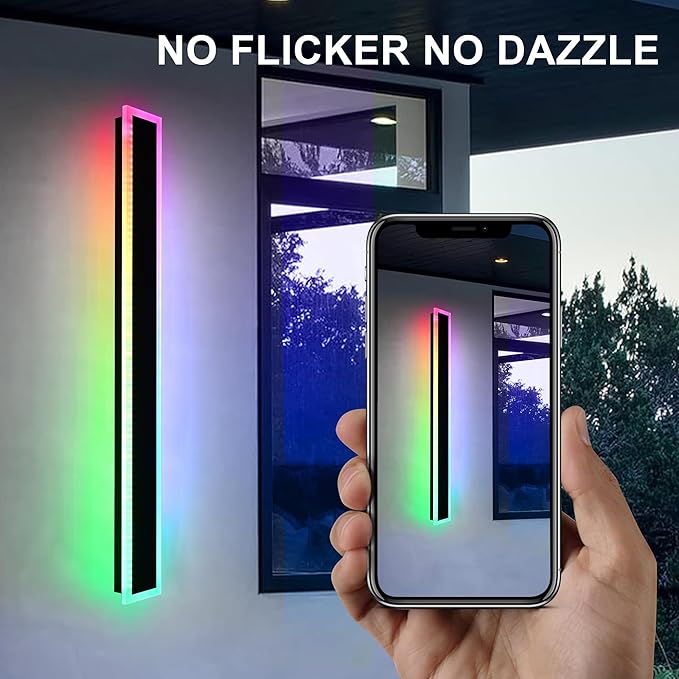 MELUCEE 2 Pack 32 Inch Long Outdoor RGB Wall Light Waterproof IP65 LED Wall Mount Lighting Fixture Outside Wall Sconce for House Garage Porch Courtyard Remote Control Included