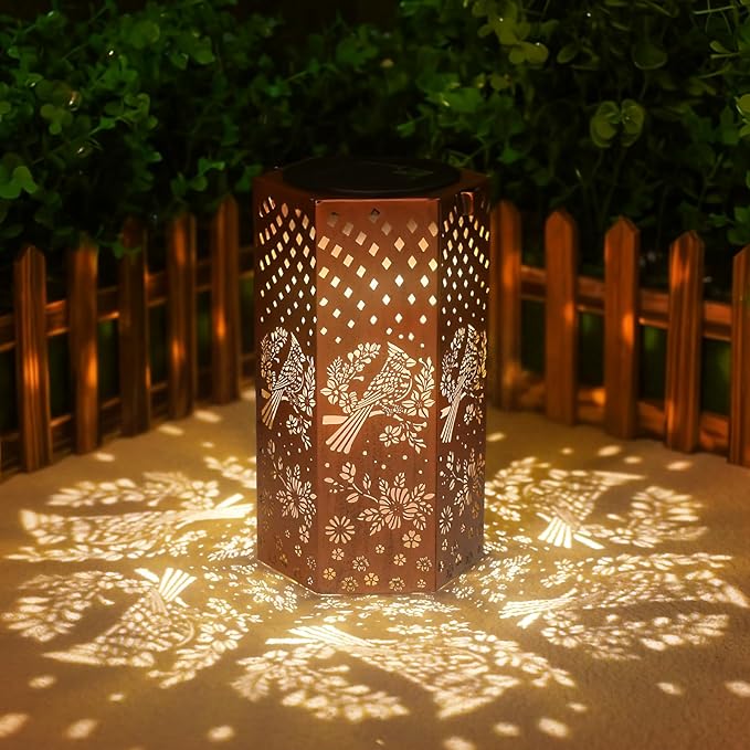 Mothers Day Gifts for Mom Grandma - Birthday Gifts for Women Cardinal Bird Solar Lanterns Outdoor Waterproof - Solar Lights Outdoor Hanging Garden Decor for Outside