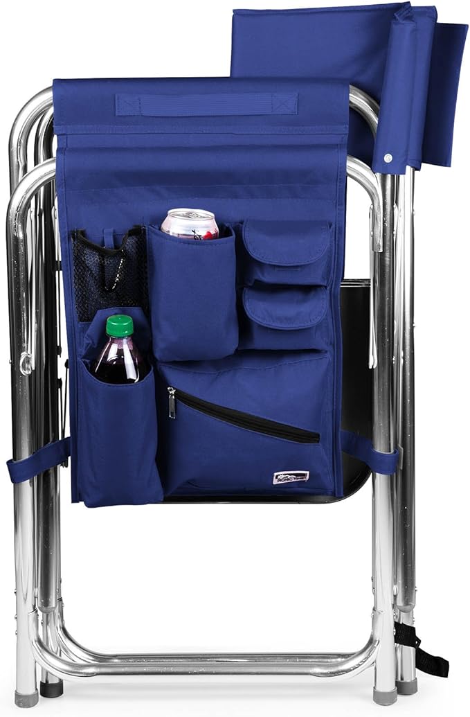 PICNIC TIME Star Wars Jedi Knight Sports Chair with Side Table Folding Beach and Camp Chair Portable Outdoor Chair with Carry Strap and Storage Pockets (Navy Blue)