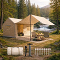 Inflatable Tents for Camping - 6 Person Blow Up Tent with Hand Pump &amp Awning Quick Setup Waterproof Oxford 4 Season Air Glamping Inflatable House for Camping Tent