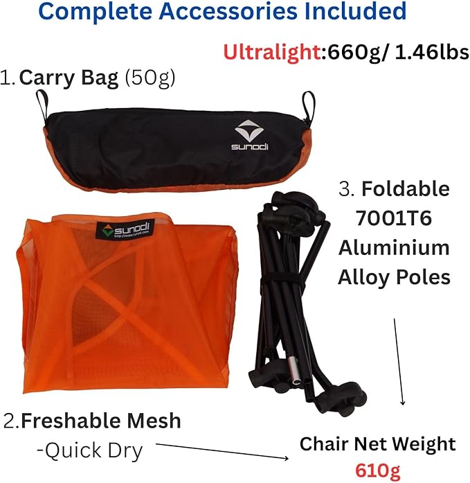 Ultralight Backpacking Chair Aluminium Alloy Legless Ground Chair Foldable Camping Chair for Adult Hiking Camping Picnic Fishing RV Balcony Paddleboard Beach Indoor (Orange)