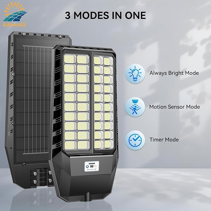 10000W Pro Large Solar Street Lights Outdoor with Thickened Shell Commercial Grade Street Light Dusk to Dawn Motion Sensor Solar Security Flood Light Waterproof for Yard Driveway Parking - 1 Pack