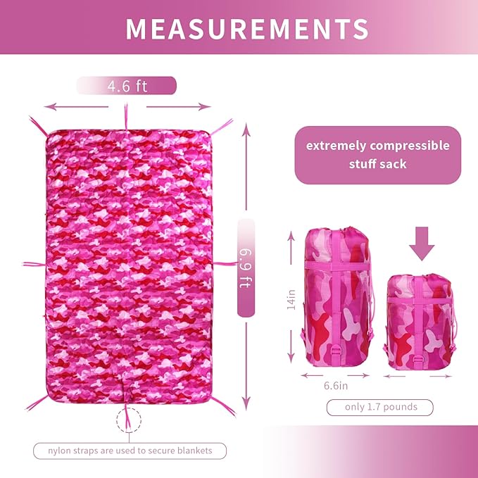 GRVCN Military Blanket - Camping Sleeping Bag with Zipper Poncho Liner Thermal Insulated Blanket Lightweight Portable Outdoor Hiking Survival Compression Carry Bag