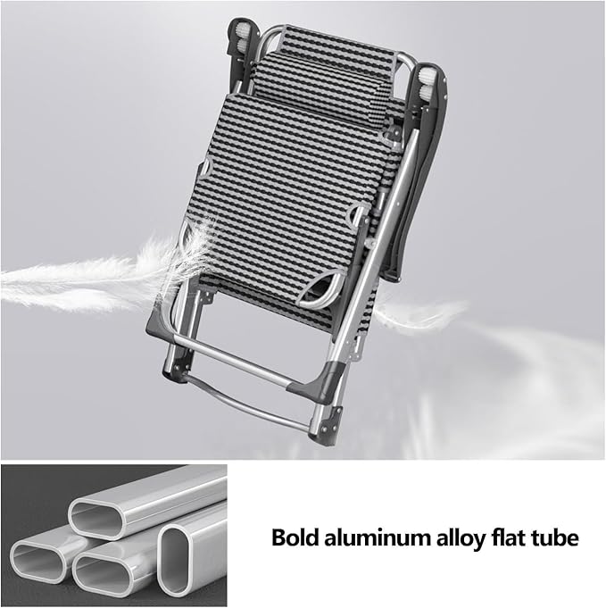 Bold Aluminum Alloy Frame Camping Cot 15-Position Folding Chaise Lounge Chair Folding Bed for Outdoor Sunbathing Patio Pool