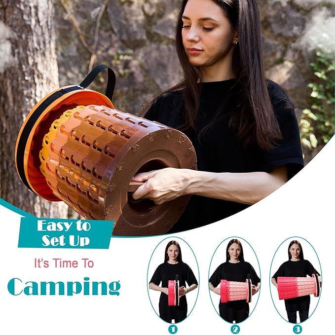 Upgraded Collapsible Stool with Cushion 1000 lbs Capacity &amp 19.7-in High Wider &amp Taller Heavy Duty Portable Telescoping Foldable Seat for Adults Camping Travel Music Festivals Outdoors