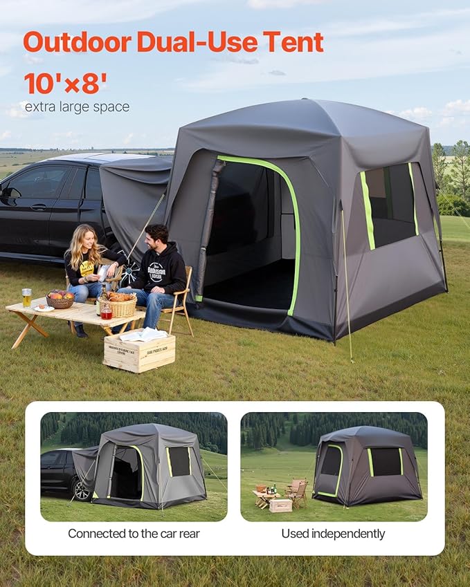 VEVOR SUV and Pickup Truck Camping Tents Waterproof Double Layer Design with Carry Bag Accommodates 2-9 Persons for Outdoor Activities