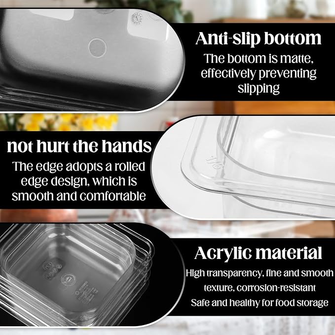 8-Pack 1/6 Size Polycarbonate Food Pans - 2.5 Deep Clear Commercial Hotel Pans for Prep Tables &amp Buffet - Shatterproof Stackable Cold Food Storage Containers (6.9 x 6.4)