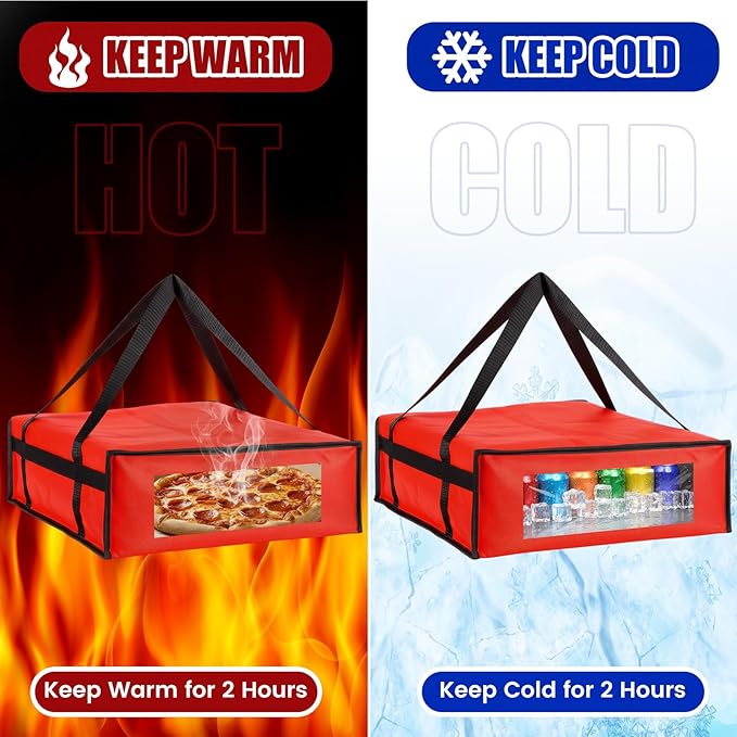 LemonRoad Insulated Pizza Bags for Delivery with Plastic Portable Drink Carrier 20 x 20 x 6 Pizza Warmer Bag Carrier Reusable Insulated Cooler Food Delivery for Personal and Professional Use