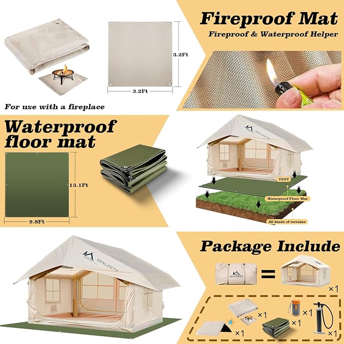 Inflatable Tents for Camping Large Inflatable Camping Tent with Hand Pump Easy Setup Tents for 2/4/6/8/10/12 People Portable Glamping Tent