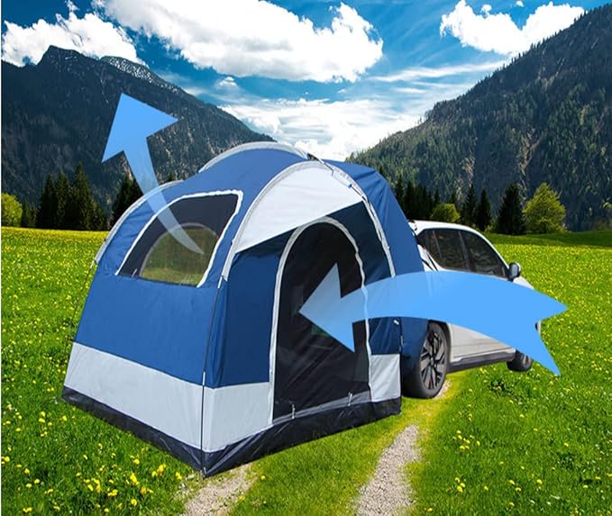 SUV Camping Tent Up to 4 Person Waterproof 210D Oxford Tailgate Shade Awning Tent Camping Outdoor Travel Preferred 98.43x98.43x78.74inch Blue