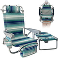 Backpack Beach Chair Aluminum with Folding Camping Table 5-Position Lay Flat Lounge Chair Outdoor for Adults with Insulated Cooler Bag and Cup Holder