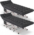 Camping Cot for Adults 2 Pack Heavy Duty Folding Sleeping Cots with Carry Bag Portable Camp Bed with Double Layer 1200D Oxford Fabric &amp Mattress Travel Cot for Camping Beach Patio Home Offic