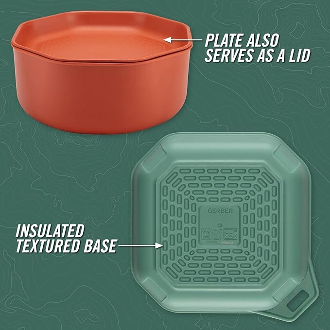 Gerber Gear ComplEAT Tableware Set - Polypropylene Camping Cookware - Portable Outdoor Tableware - 4 Plates 4 Bowls &amp 1 Mixing Bowl
