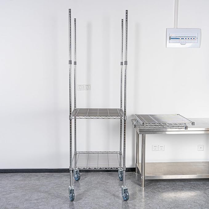 Restaurantware-Shelving Posts ONLY: Chef 101 74 Inch Mobile Shelving Posts 4 NSF Certified Chrome Poles - Shelves and Casters Sold Separately Does Not Corrode Steel Wire Poles