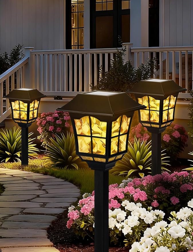 Solar Pathway Lights Outdoor 8 Pack Waterproof Solar Powered Garden Light 3000K Warm White LED Path Landscape Lighting Auto On/Off Outside Decor Lights for Garden Yard Walkway Driveway Lawn