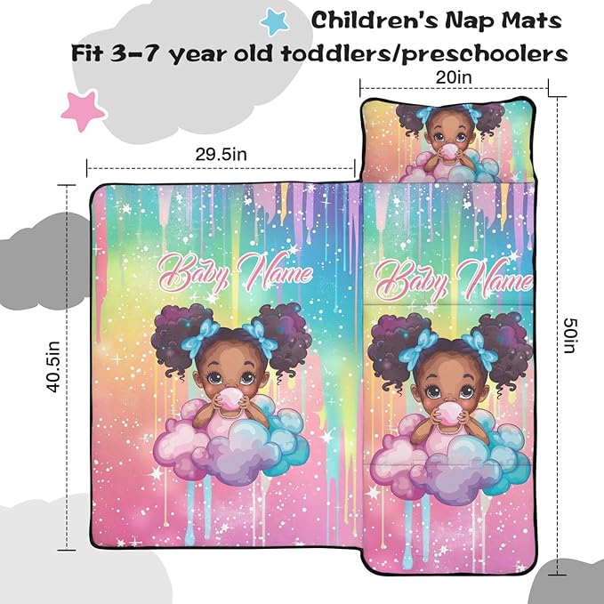 Toddler Sleeping Bag with Blanket &amp Pillow – Personalized Roll-Up Nap Mat with Custom Name for Kids