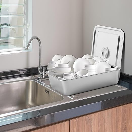 3 Pcs Stainless Steel Bus Tubs with Lid 13 L Commercial Tote Box 4 Deep Food Grade Meat Processing Tubs Lug Dishwashing Utility Prep Tub Table Pans Silver (17.7 x 13.7 Inch)