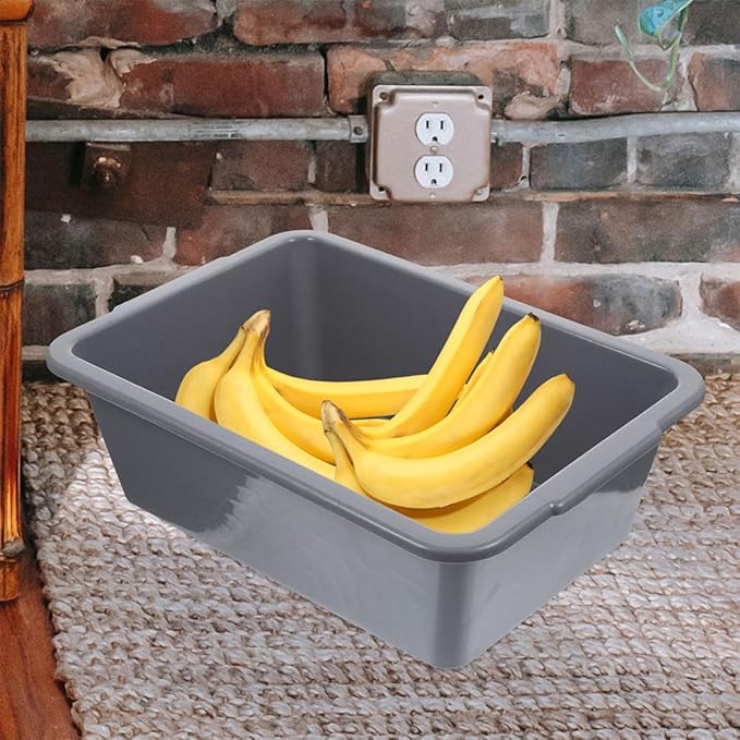 Wakauto 2pcs Rectangular Dish Washing Tub Set Plastic Rectangle Bucket for Kitchen Storage and Dish Washing with Large Capacity 34x23.8x10.9cm 41.4x28.7x13.1cm