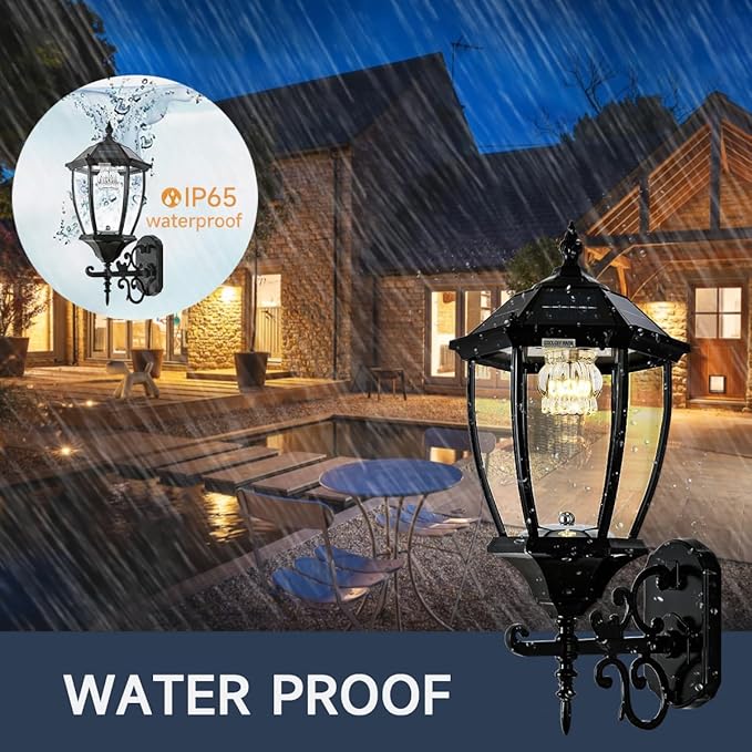 Solar Wall Lantern Outdoor Wireless Dusk to Dawn Solar Wall Mount Light 21 Large LED Drum Wall Sconce Fixture with Clear Glass and Aluminum Housing Weatherproof 2 Pack