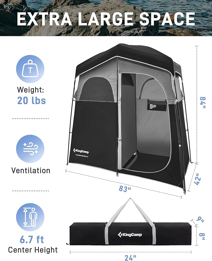 KingCamp Shower Tent Portable Privacy Tent Outdoor Camping 1/2 Room Toilet Tents with Shower Bag &amp Dressing Room for Beach Camping &amp Hiking