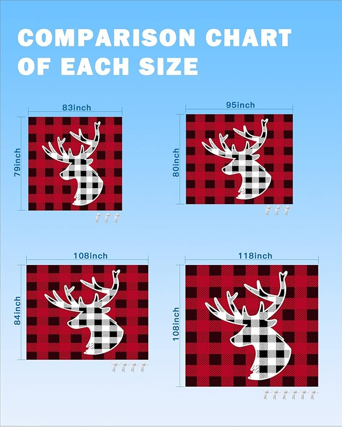 Beach Blanket Waterproof Sandproof Christmas Black White Tartan Deer Quick Drying Beach Mat with 4 Stakes Chic Buffalo Gingham Lightweight Picnic Blanket for Travel Camping Outdoor 95x80