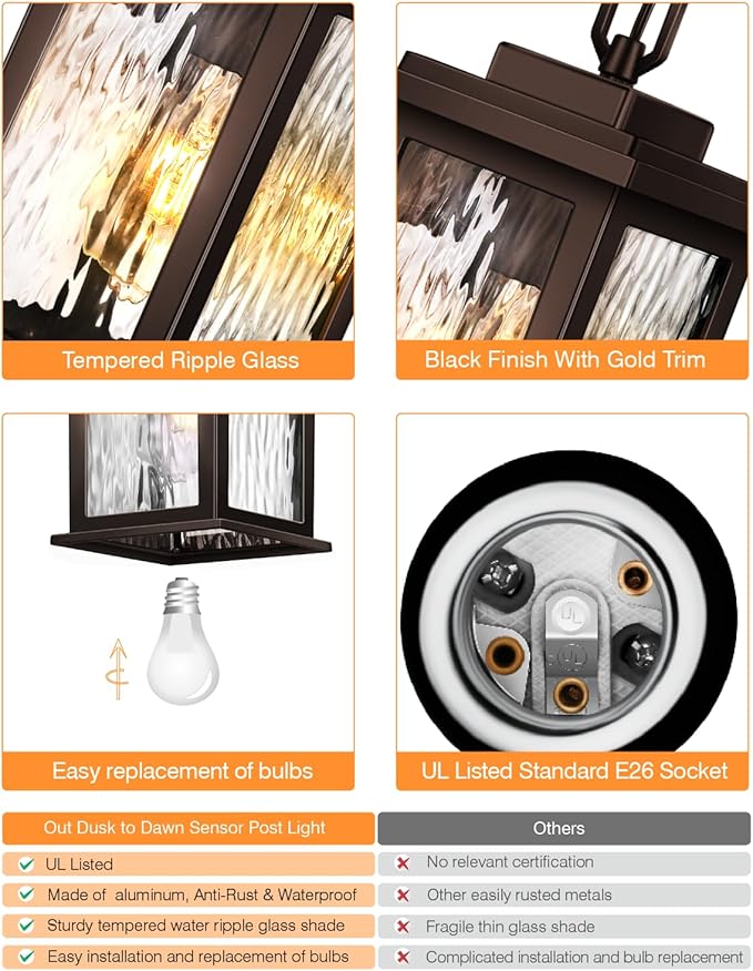 VIANlS Oil Rubbed Bronze Outdoor Pendant Light 1 Pack Outdoor Chandelier for Porch Hanging Outside Lights Lantern with Adjustable Chain Anti-Rust ORB Porch Lights Exterior Ceiling Fixtures