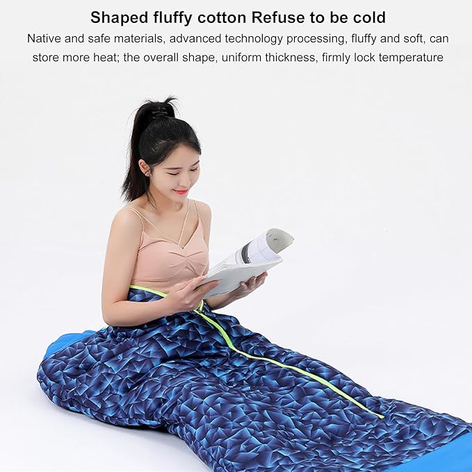Outdoor Heated Sleeping Blue USB Charging 5V 2A 3 Temperature Levels Elastic Cord for Warmth Durably Polyester Material Ideal for Travel Hiking and Office