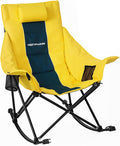 Oversized Rocking Camping Chair for Adults with Headrest Portable Rocking Chair with Cup Holder Side Pocket &amp Carry Bag 400 lbs Heavy Duty Outdoor Rocker Chair for Camp Patio Yellow
