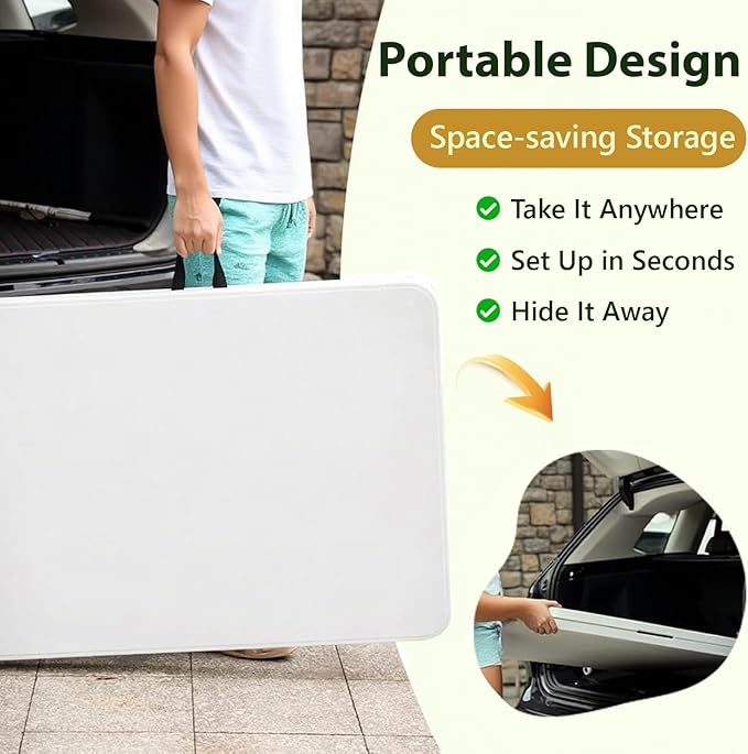 Folding Table 6 FT Foldable Plastic Table with Carrying Handle Heavy Duty Portable Fold-in-Half Utility Table for Party Camping Banquet Craft Wedding Indoor &amp Outdoor Use