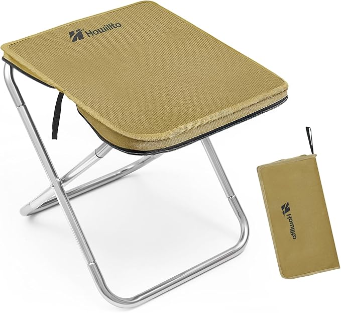 Camping Stool 16in Tall Portable Folding Stool with Carry Bag Upgraded Ultralight Chair with Roomy Seat for Adults Holds 280lbs Ideal for Hiking Fishing Outdoor Use Brown